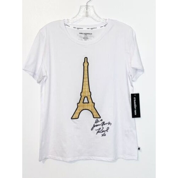 Karl Lagerfeld Paris Eiffel Tower T-Shirt Size Small - Picture 1 of 5